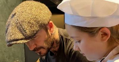 David Beckham spends cosy afternoon making Christmas cookies with daughter Harper, nine - www.ok.co.uk