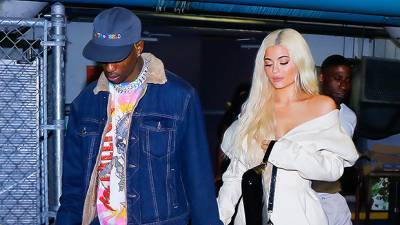 Kylie Jenner Channels Ex Travis Scott In Brown Leather Outfit As She Wears New ‘Grinch’ Makeup - hollywoodlife.com - county Scott - county Brown - county Travis