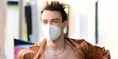 Thomas Doherty Wears Nothing But His Tiny Underwear & a Bathrobe on Set in These Must-See Photos! - www.justjared.com - New York