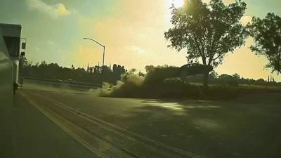 Car flies off highway, goes airborne in Modesto CA, footage reveals - www.foxnews.com - California
