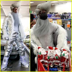 Lil Nas X Goes Holiday Shopping in His 'Holiday' Video Outfit - www.justjared.com - Santa