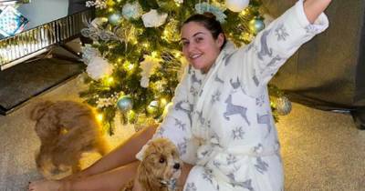 Jacqueline Jossa shows off stunning Christmas decorations at home including very festive door display - www.ok.co.uk