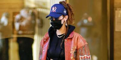 Bella Hadid Keeps it Casual in a Crop Top and Velour Sweatpants - www.marieclaire.com