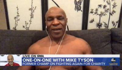 Mike Tyson Rips Off His Shirt to Reveal His 100-Pound Weight Loss (Video) - www.justjared.com