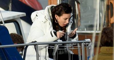 Michelle Keegan looks queasy as she retches over side of boat during Brassic filming - www.ok.co.uk