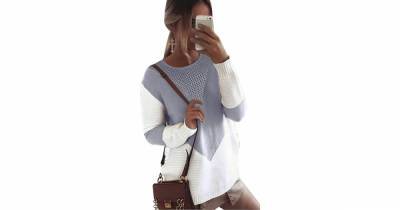 This Color-Block Sweater Has an Intricately Chic Design — Under $30 - www.usmagazine.com
