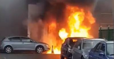 Commercial building engulfed in flames after gas cylinder catches fire - www.manchestereveningnews.co.uk