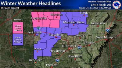 Wintry weather hits Arkansas, sparking winter storm warnings - www.foxnews.com - state Arkansas