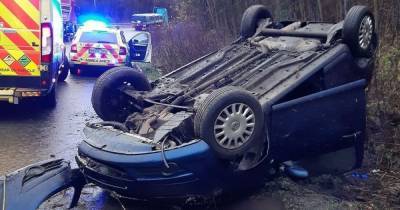 Young driver unhurt after car ended up on its roof on M6 motorway sliproad - www.manchestereveningnews.co.uk - county Cheshire