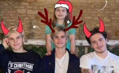 Brooklyn Beckham Didn't Seem to Enjoy Taking the Family Christmas Photo This Year - Watch Video - www.justjared.com