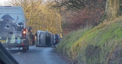 Car flips onto roof in horror single vehicle crash on rural Scots road - www.dailyrecord.co.uk - Scotland
