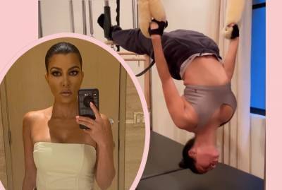 Kourtney Kardashian Hangs Upside Down In Impressively Acrobatic Workout! Look! - perezhilton.com