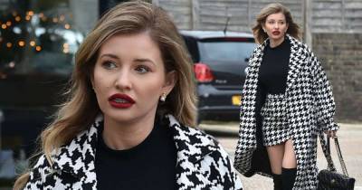 Amy Hart puts on a leggy display in a houndstooth miniskirt - www.msn.com - London