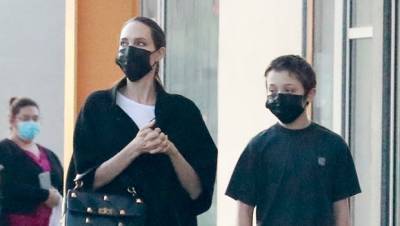 Angelina Jolie Looks Sleek In Black While Taking Son Knox, 12, To Go Christmas Shopping - hollywoodlife.com - California