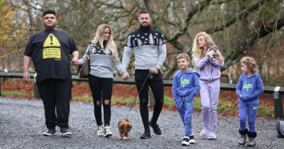 Katie Price and beau Carl Woods wear matching festive jumpers on family walk - www.ok.co.uk