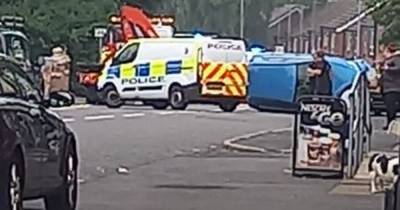 Car flips onto side and blocks busy road in Salford - www.manchestereveningnews.co.uk - Manchester