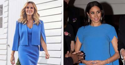 Amanda Holden's blue caped dress is the perfect dupe for Meghan Markle's royal tour outfit - www.msn.com