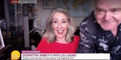 Downton star Phyllis Logan hilariously interrupted mid-interview by husband - www.msn.com