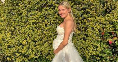 Sam Aston's pregnant wife Briony shows off blossoming baby bump in wedding dress - www.msn.com