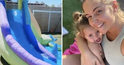 Jacqueline Jossa throws two year old daughter Mia an amazing surprise birthday with huge water slide and toy car - www.ok.co.uk