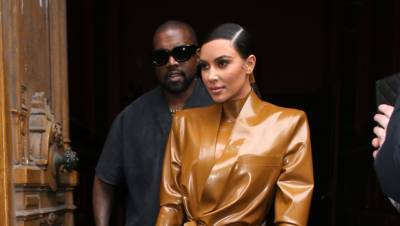 Kim Kardashian Slays In Sexy Leather Jumpsuit While Cozying Up To Kanye In Romantic New Pics - hollywoodlife.com