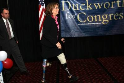 Sen Tammy Duckworth Rips ‘Desperate’ Tucker Carlson and Trump for Questioning Her Patriotism: ‘These Titanium Legs Don’t Buckle’ - thewrap.com - George - Washington, county George