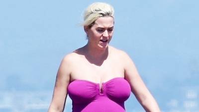 Katy Perry Looks Ready To Pop While Showing Off Her Baby Bump In Strapless Swimsuit On The Beach - hollywoodlife.com - Malibu