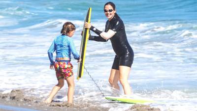 Shakira, Jennifer Garner More Bond With Their Kids While Body-Boarding At The Beach — Pics - hollywoodlife.com