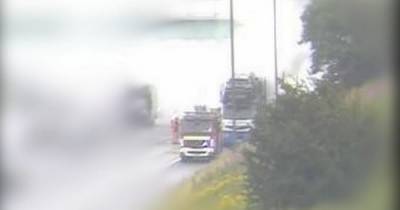 Firefighters tackle huge car transporter blaze on M6 - www.manchestereveningnews.co.uk