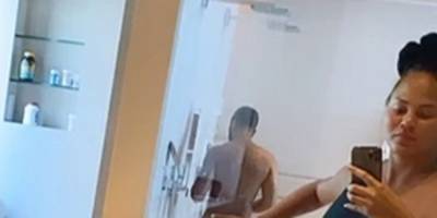 Chrissy Teigen Cheekily Puts Husband John Legend's Butt on Display - Watch! (Video) - www.justjared.com