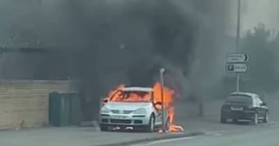 Car bursts into flames in West Lothian street as fire crews rush to tackle blaze - www.dailyrecord.co.uk