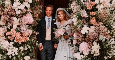 Princess Beatrice poses with new husband and the Queen in socially distant wedding snaps released by royal family - www.ok.co.uk - county Windsor