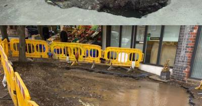 A massive hole which opened up outside a row of shops has got even bigger - now locals fear properties are collapsing - www.manchestereveningnews.co.uk - county Lane - county Hale