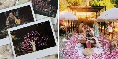 Inside Selena Gomez's Dreamy 28th Birthday Party: Polaroids, Balloons, and a Petal-Adorned Outdoor Dinner - www.elle.com