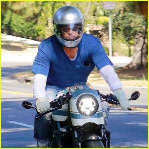 Brad Pitt Heads to Visit Angelina Jolie & Kids on His Motorcycle - www.justjared.com