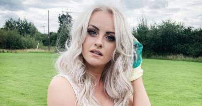 Katie McGlynn looks gorgeous as she sits on a lawnmower in a ballgown - www.manchestereveningnews.co.uk