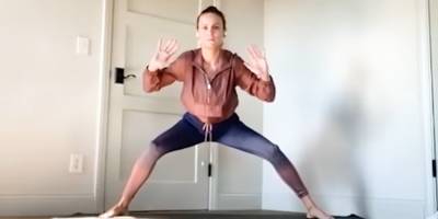 Brie Larson Documents Her First Workout in Quarantine - Watch (Video) - www.justjared.com