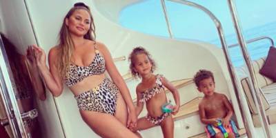 Chrissy Teigen and Daughter Luna Twinned in Leopard Print Swimsuits on a Yacht - www.marieclaire.com - county Luna