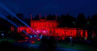 Easterbrook Hall bathed in red light to show support for the events industry - www.dailyrecord.co.uk - Britain - Scotland