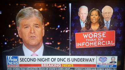 Sean Hannity & Tucker Carlson Attack “Frail, Weak” Joe Biden & “Informerical” Democratic Convention; Fox News’ Coverage Token In 1st Hour Of Night 2 - deadline.com - county Tucker