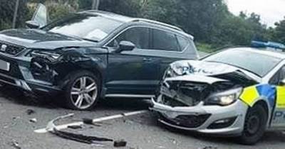Pictures show smashed up police car after crash wrecks vehicle on Fife road - www.dailyrecord.co.uk