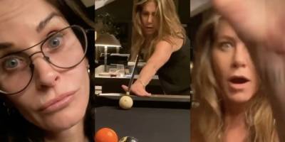 Courteney Cox Trolls Jennifer Aniston's Pool-Playing Skills in the Funniest Instagram Video - www.harpersbazaar.com