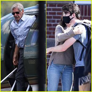 Harrison Ford Flies Private Jet to Take Son Liam to College with Wife Calista Flockhart - www.justjared.com - state Massachusets - county Harrison - county Ford