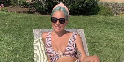 Lady Gaga Wore a Great Cutout Leopard Swimsuit to Hang Out Poolside - www.elle.com