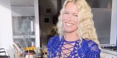 Claudia Schiffer Rings In Her 50th Birthday with an Electric-Blue Balmain Gown - www.harpersbazaar.com