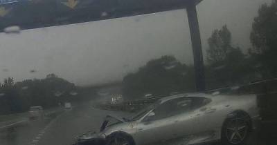Terrifying moment £50k super car spins out of control on M66 in heavy rain and is 'wrecked' in smash - www.manchestereveningnews.co.uk