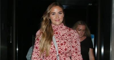 Jacqueline Jossa shows off her tanned legs in a stunning red floral dress after enjoying dinner with pals - www.ok.co.uk - London