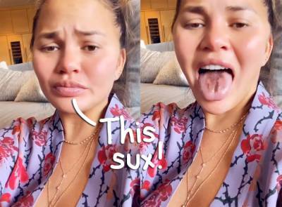 Chrissy Teigen Has Been Eating So Much Sour Candy During Pregnancy That Her Tongue Is Falling Off! - perezhilton.com
