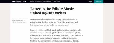 UK music reps sign anti-racism letter - completemusicupdate.com - Britain
