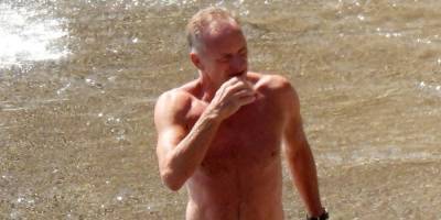 Sting Looks Fit During a Day at the Beach on Vacation in Italy - www.justjared.com - Italy
